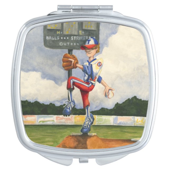Baseball Pitcher on Mound by Jay Throckmorton Makeup Mirror (Front)