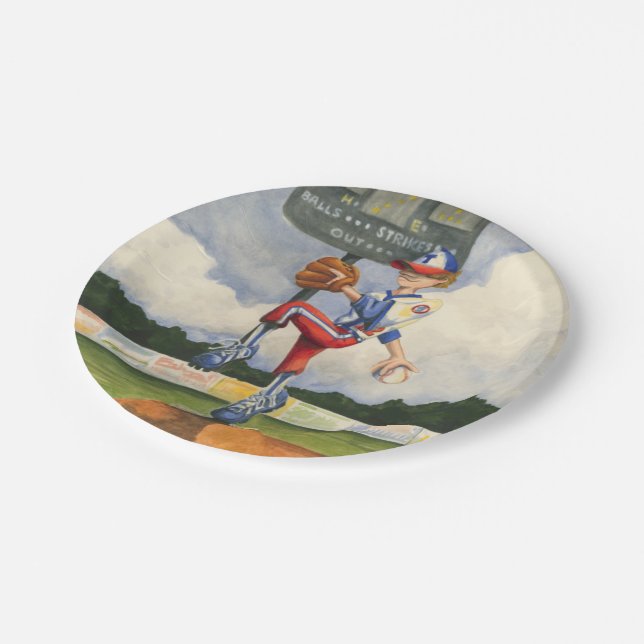 Baseball Pitcher on Mound by Jay Throckmorton Paper Plates (Angled)