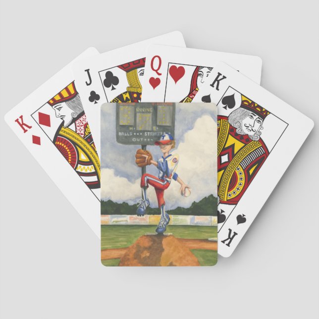 Baseball Pitcher on Mound by Jay Throckmorton Poker Cards (Back)