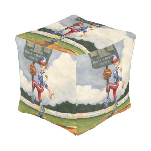 Baseball Pitcher on Mound by Jay Throckmorton Pouf