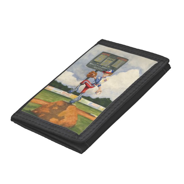Baseball Pitcher on Mound by Jay Throckmorton Trifold Wallet (Bottom)