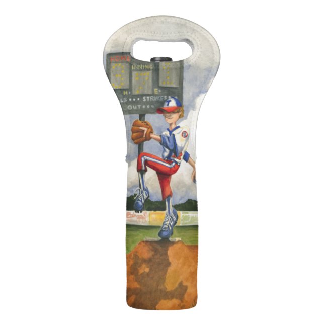 Baseball Pitcher on Mound by Jay Throckmorton Wine Bag (Back)