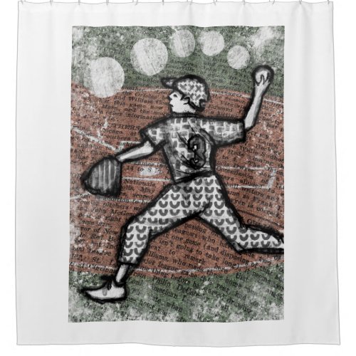  Baseball Pitcher Shower Curtain Little League Boy