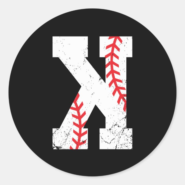 Baseball Pitcher Strikeout K Classic Round Sticker (Front)