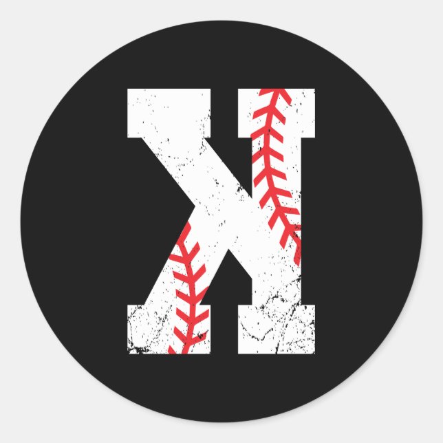 Baseball Pitcher Strikeout K Classic Round Sticker (Front)