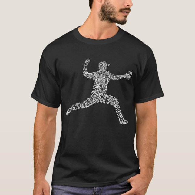 Baseball Pitcher Word Art Shirsey Personalized T-Shirt (Front)