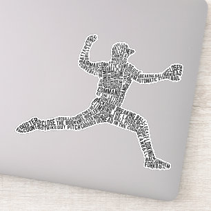 Baseball Pitcher Word Art Sticker