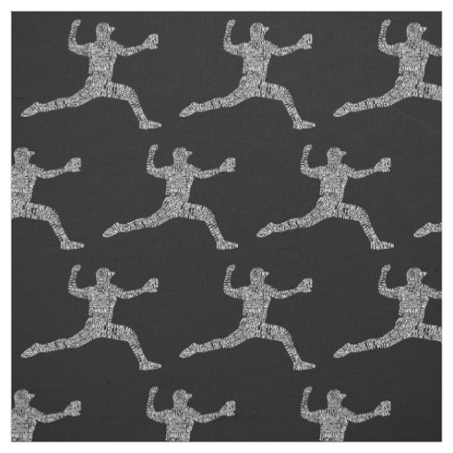 Baseball Pitcher Word Art Typography Fabric