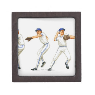 Baseball pitching technique, multiple image keepsake box