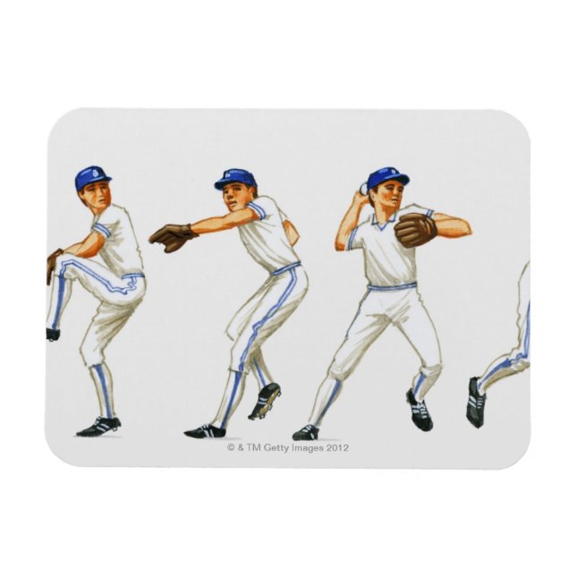 Baseball pitching technique, multiple image magnet (Horizontal)