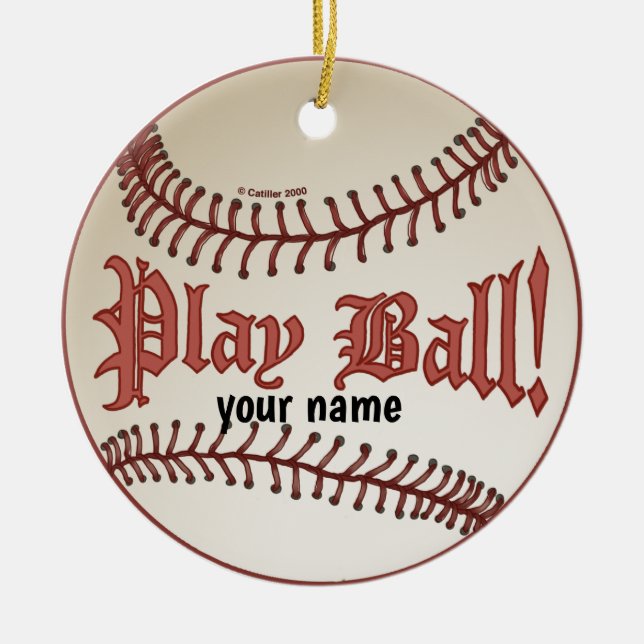 Baseball Play Ball  Ceramic Ornament (Front)