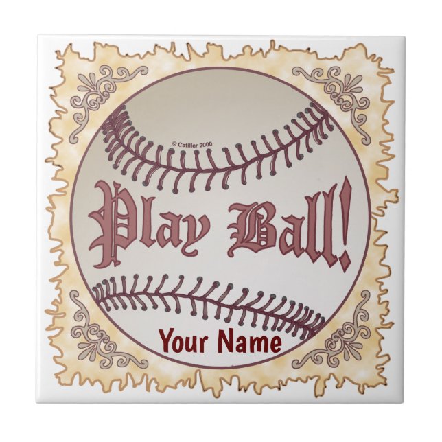 Baseball Play Ball  Ceramic Tile (Front)