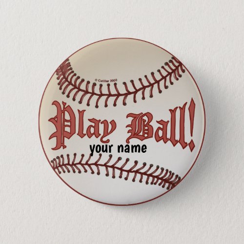 Baseball Play Ball custom name pin button