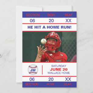 Baseball Player Admission Ticket Graduate Invitation