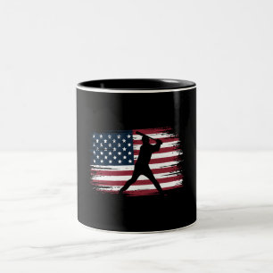 Baseball Player American Flag USA Camo Patriotic Two-Tone Coffee Mug
