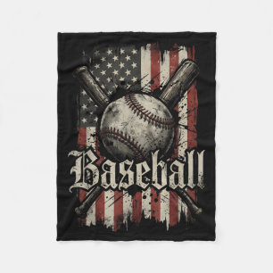 Baseball Player American Flag USA Patriotic Men Fleece Blanket