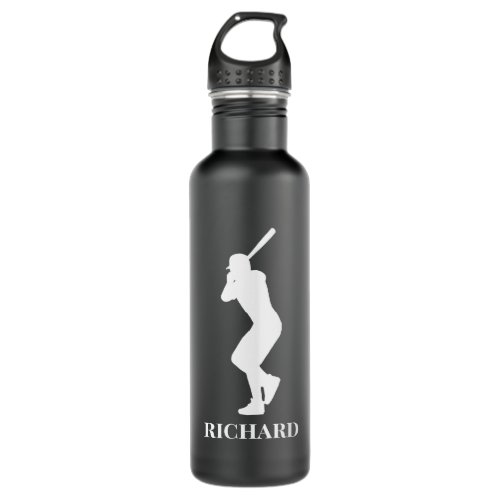 Baseball Player And Mans Name Stainless Steel Water Bottle
