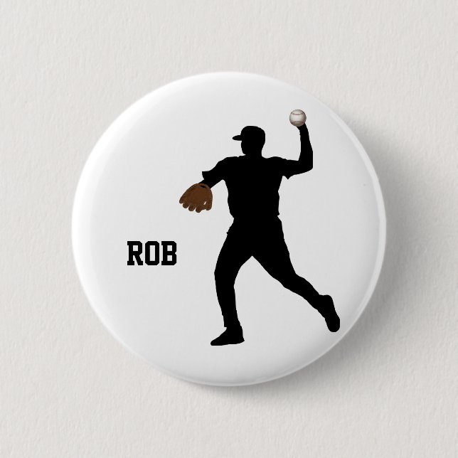 baseball player  badge pinback button (Front)