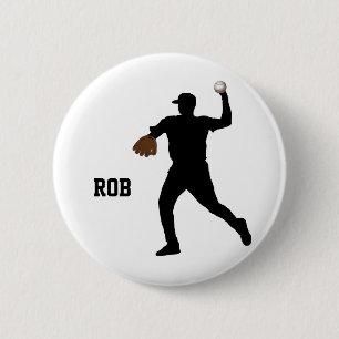 baseball player badge pinback button