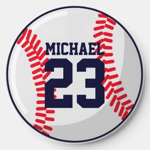 Baseball Player Ball Personalized Name Sports Fan Wireless Charger