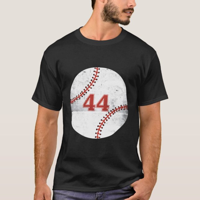 Baseball Player Baseball Fan Jersey Number 44 T-Shirt (Front)