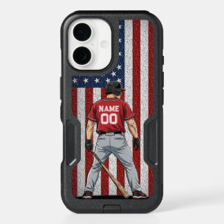 Baseball player Batter American Flag iPhone 16 Case
