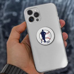 Baseball Player Blue Batter Monogram PopSocket