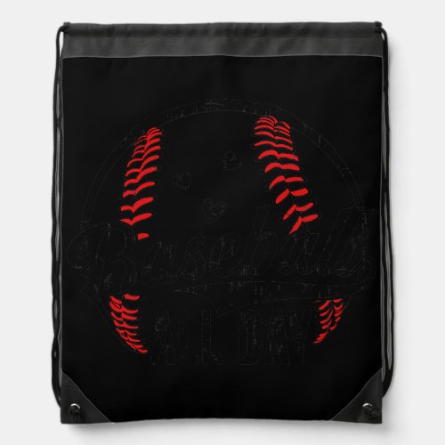 Baseball Player Boys Kids Youth Men Baseball Drawstring Bag