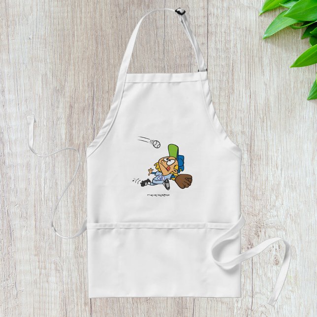 Baseball Player Catching Ball Mid Dive Adult Apron (Creator Uploaded)