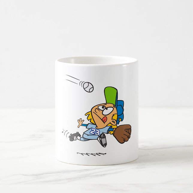 Baseball Player Catching Ball Mid Dive Coffee Mug (Creator Uploaded)