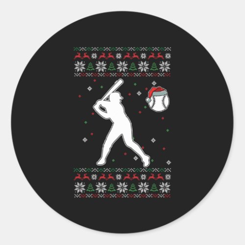 baseball player christmas cool ugly x_mas pajama b classic round sticker