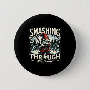 Baseball Player Christmas Gnome, Smashing Through Button