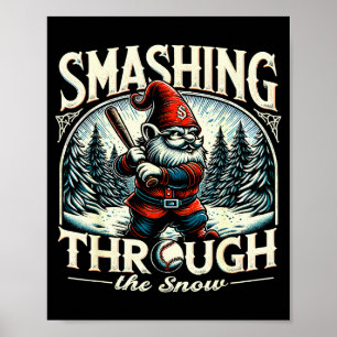Baseball Player Christmas Gnome, Smashing Through Poster