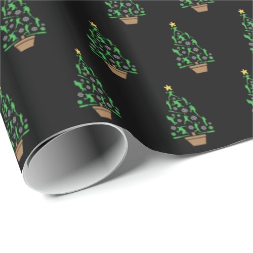 Baseball Player Christmas Tree Wrapping Paper