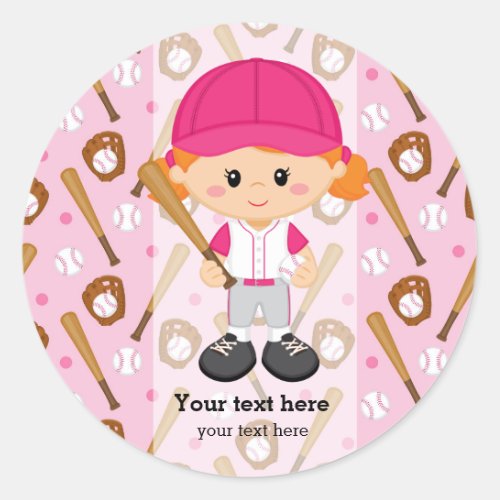 Baseball player classic round sticker