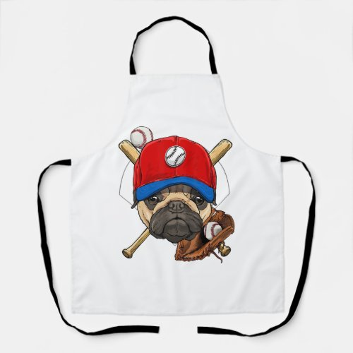 Baseball Player Coach Pug Dog Lover Pug Mom Apron