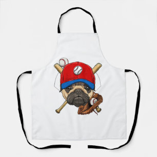 Baseball Player Coach Pug Dog Lover Pug Mom Apron