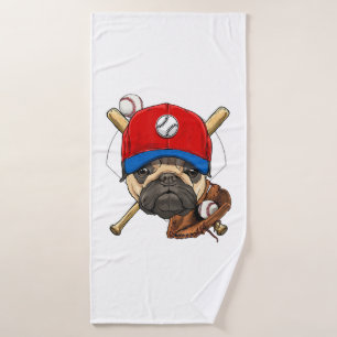 Baseball Player Coach Pug Dog Lover Pug Mom Bath Towel