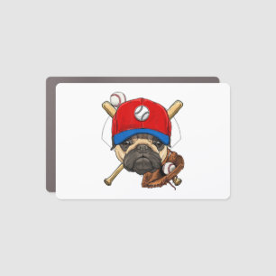Baseball Player Coach Pug Dog Lover Pug Mom Car Magnet