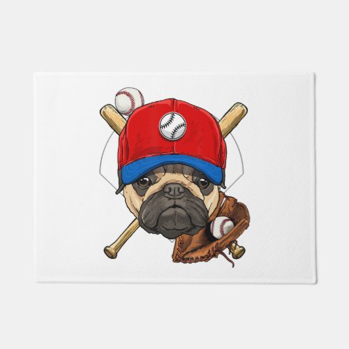 Baseball Player Coach Pug Dog Lover Pug Mom Doormat