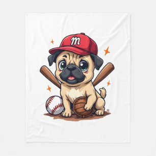Baseball Player Coach Pug Dog Lover Pug Mom Fleece Blanket