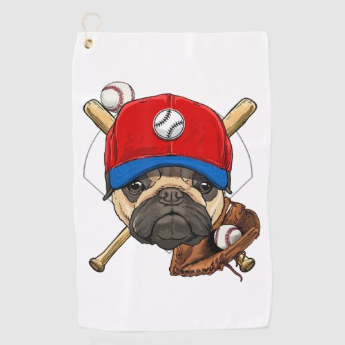 Baseball Player Coach Pug Dog Lover Pug Mom Golf Towel