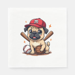 Baseball Player Coach Pug Dog Lover Pug Mom Napkins