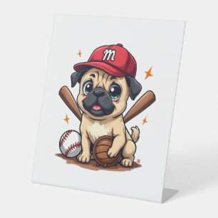 Baseball Player Coach Pug Dog Lover Pug Mom Pedestal Sign