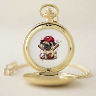 Baseball Player Coach Pug Dog Lover Pug Mom Pocket Watch