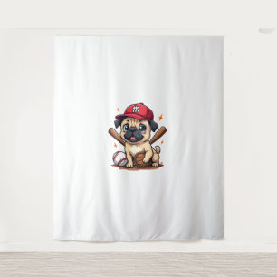 Baseball Player Coach Pug Dog Lover Pug Mom Tapestry