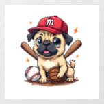 Baseball Player Coach Pug Dog Lover Pug Mom Wall Decal