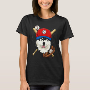 Baseball Player Coaches Alaskan Malamute Dog Pitch T-Shirt