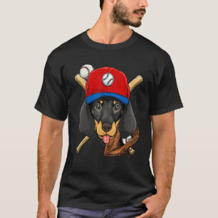 Baseball Player Coaches Dachshund Weiner Dog Pitch T-Shirt