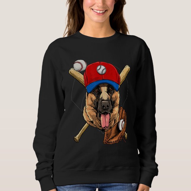 Baseball Player Coaches German Shepherd Dog Pitche Sweatshirt (Front)